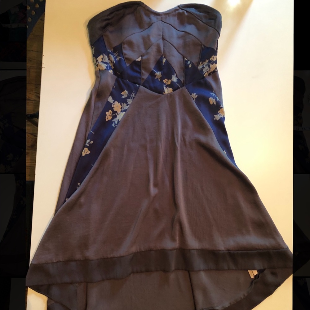Free People grey silk high low skater dress 4